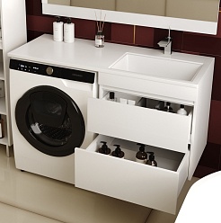 Style Line Мебель для ванной Даллас 120 Люкс R, белая PLUS подвесная – фотография-8